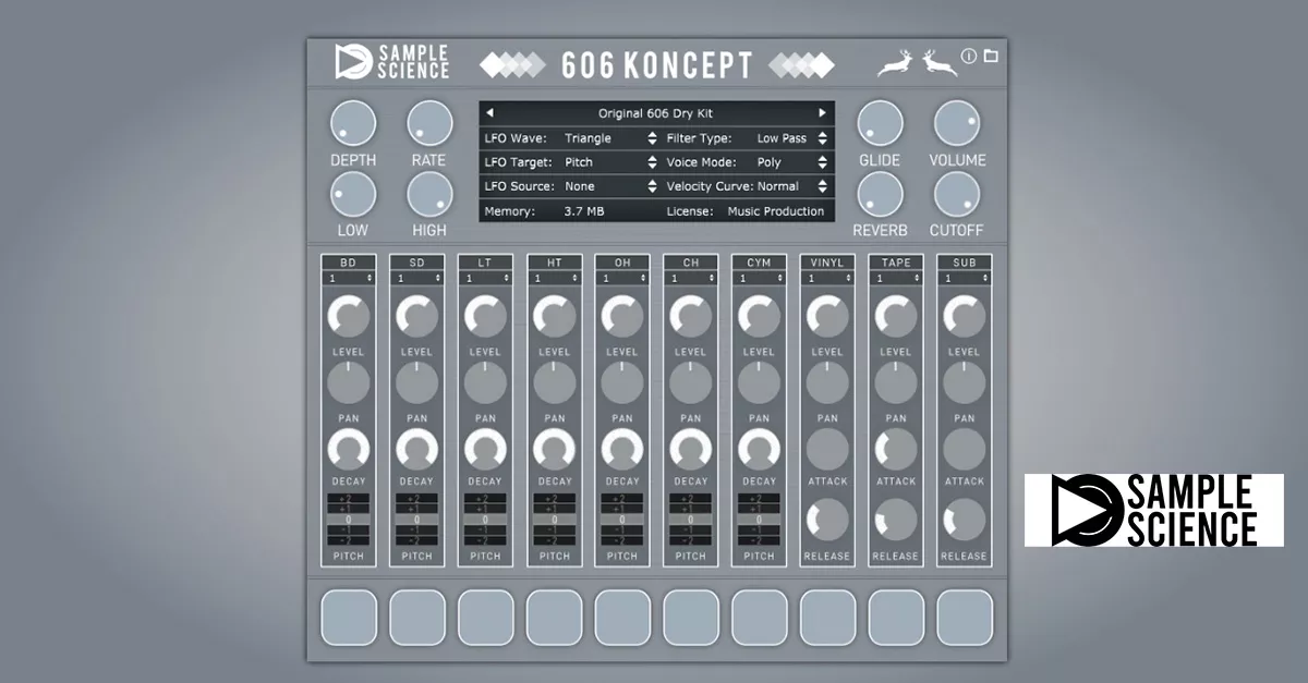 Caja de ritmos de los ochenta basado en la famosa 606 Koncept