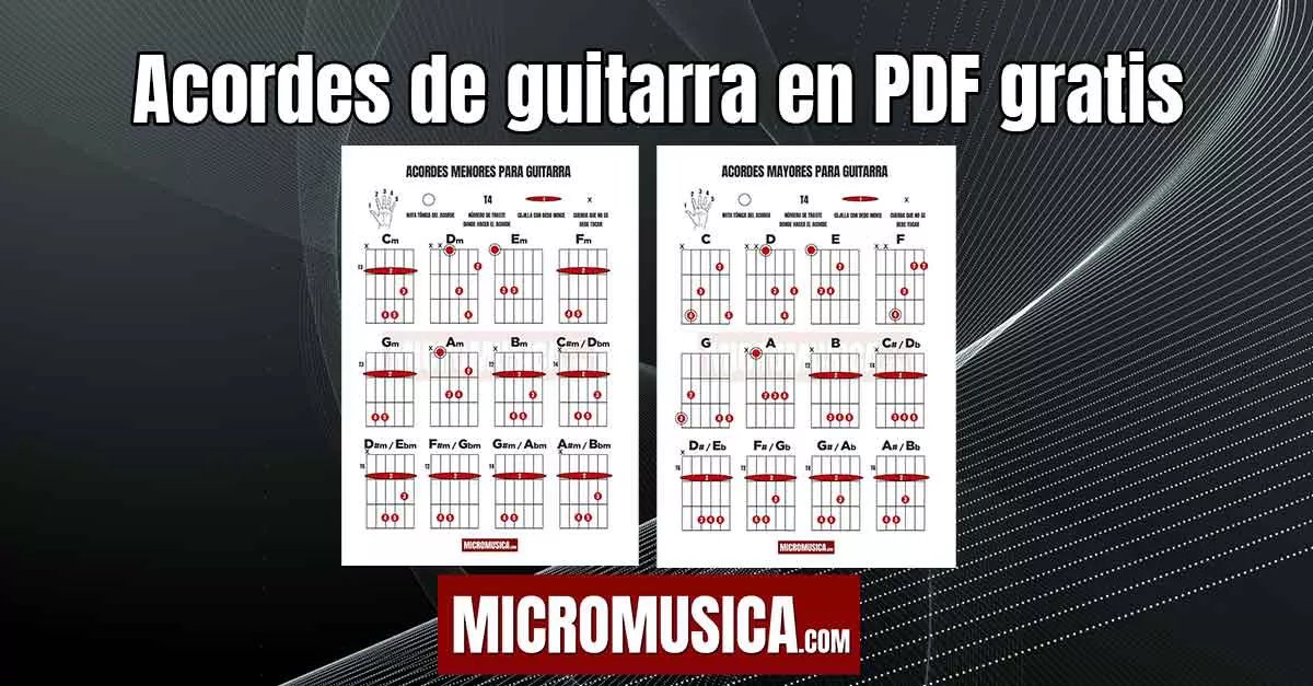 Acordes de guitarra mayores y menores en PDF para descargar o imprimir gratis