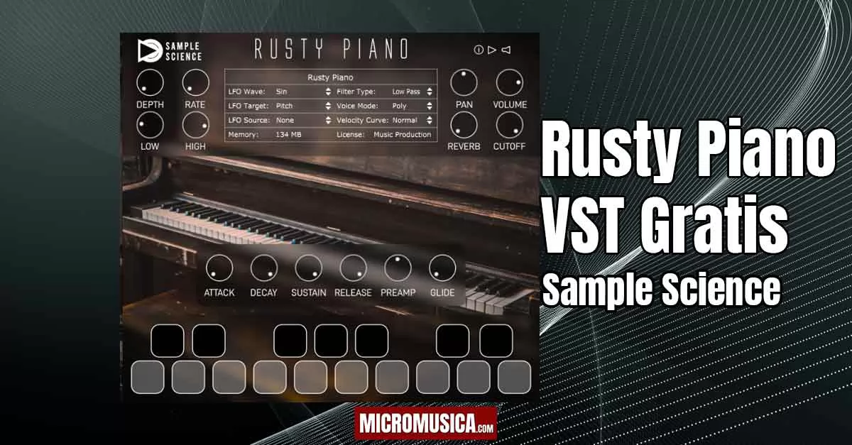 Piano virtual gratis Rusty Piano sonido de cuerdas oxidadas